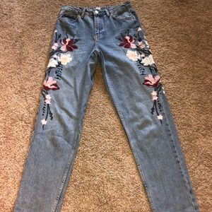 Topshop embroidered mom jeans